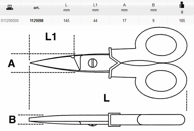 Forbice elettricisti lame curve Beta 1129BM